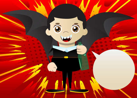 Kids dressed for Halloween holding a bottle. Vector cartoon character illustration of kids ready to Trick or Treat.のイラスト素材