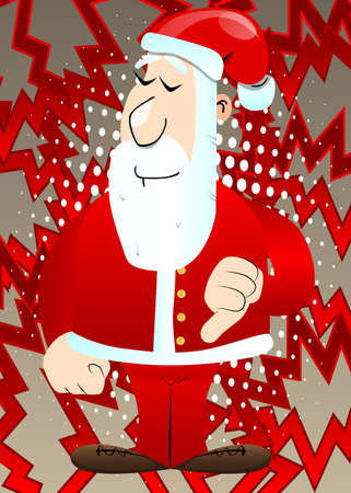 Santa Claus in his red clothes with white beard showing dislike hand sign. Vector cartoon character illustration.のイラスト素材