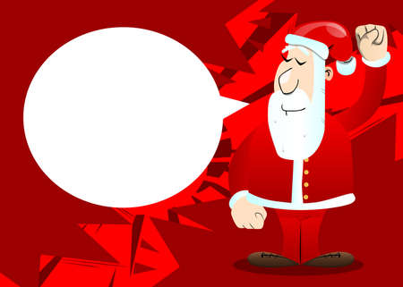 Santa Claus in his red clothes with white beard making power to the people fist gesture. Vector cartoon character illustration.のイラスト素材
