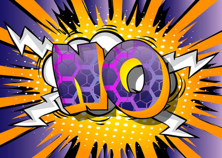 No. Comic book word text on abstract comics background. Retro pop art style illustration.のイラスト素材