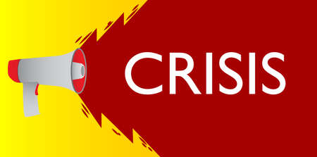 Retro megaphone with the word Crisis. Attention concept announcement.のイラスト素材