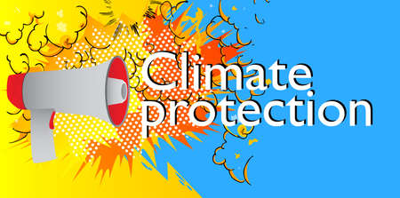 Retro megaphone with the word Climate protection. Attention concept announcement.のイラスト素材