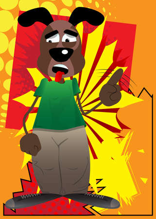 Funny cartoon dog saying no with his finger. Vector illustration.のイラスト素材