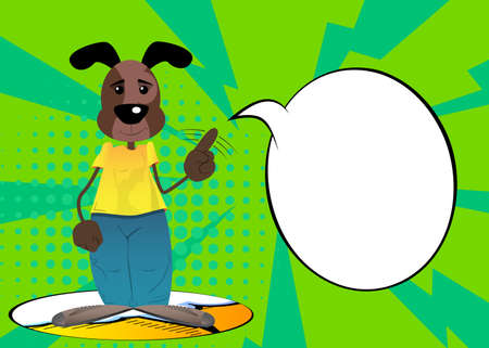 Funny cartoon dog saying no with his finger. Vector illustration.のイラスト素材