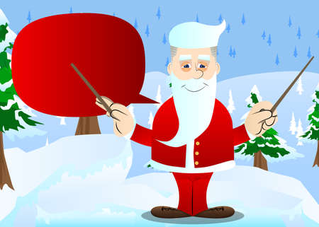 Santa Claus in his red clothes with white beard orchestra conductor. Vector cartoon character illustration.のイラスト素材