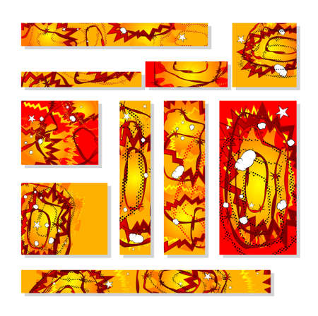 Comic Book banner set illustration. Vector collection of Pop Art banners.のイラスト素材