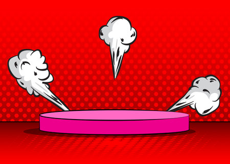 Comics abstract product podium stage. Comic Book scene pedestal or platform for mockup presentation. Vector illustration texture, background.のイラスト素材
