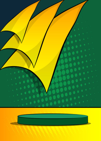 Comics abstract product podium stage. Comic Book scene pedestal or platform for mockup presentation. Vector illustration texture, background.のイラスト素材