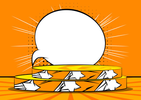 Comics scene pedestal. Comic Book product podium stage. Abstract platform for mockup presentation. Vector illustration texture, background.のイラスト素材