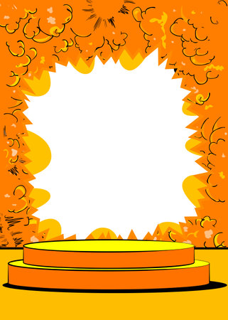 Comics abstract platform for mockup presentation. Comic Book product podium stage. Vector illustration scene pedestal texture, background.のイラスト素材