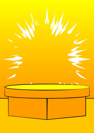Vintage pop art empty yellow stage for mockup presentation. Comic Book Product podium. Pedestal background.のイラスト素材