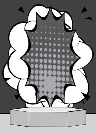 Cartoon Hexagonal gray Stage for mockup presentation. Comic Book Product podium Graphic Presentation. Vector Showcase Illustration.のイラスト素材
