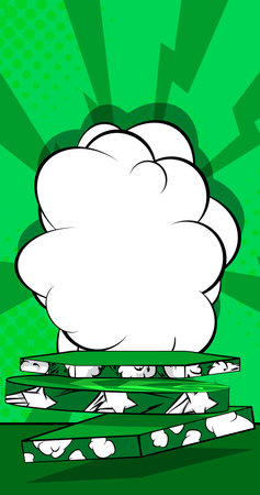 Green Comic Book Product podium. Cartoon stage. Pop Art mockup presentation. Abstract Manga Style background.のイラスト素材