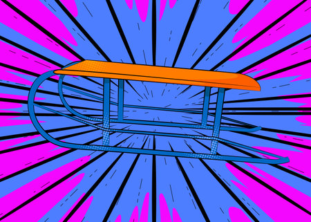 Cartoon Sled, comic book Toboggan. Retro vector comics pop art design.のイラスト素材