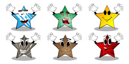Star is trying to scare you. Funny and cute cartoon character, with anthropomorphic face.のイラスト素材