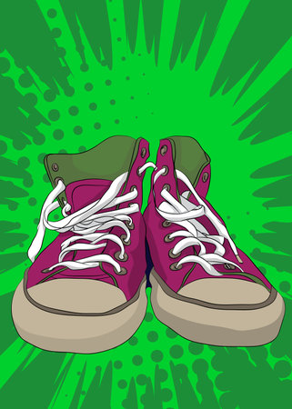 Cartoon Shoe, comic book Sports Clothing Retro vector comics pop art design.のイラスト素材