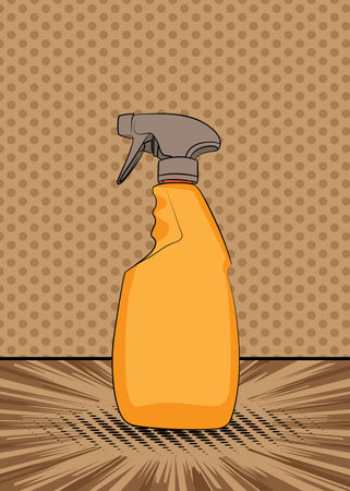 Cartoon Cleaning Product, comic book Spray Bottle. Retro vector comics pop art design.のイラスト素材