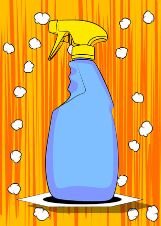 Cartoon Cleaning Product, comic book Spray Bottle. Retro vector comics pop art design.のイラスト素材