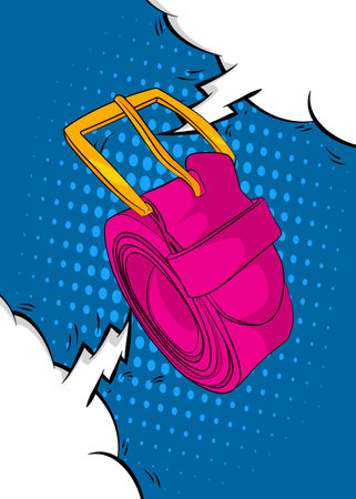 Cartoon Men's Belts, comic book personal clothing accessory. Retro vector comics pop art design.のイラスト素材