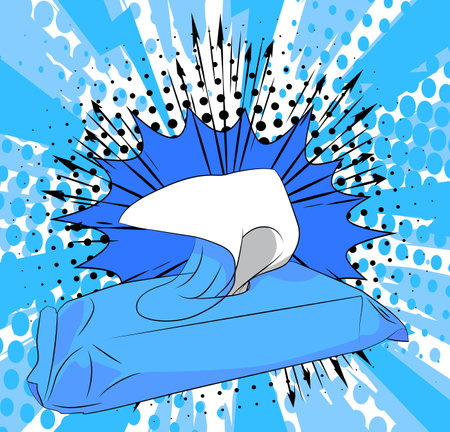 Cartoon Baby Wipe, comic book Wet Wipe. Retro vector comics pop art design.のイラスト素材