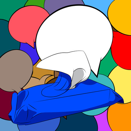 Cartoon Baby Wipe with blank speech bubble, comic book Wet Wipe background. Retro vector comics pop art design.のイラスト素材