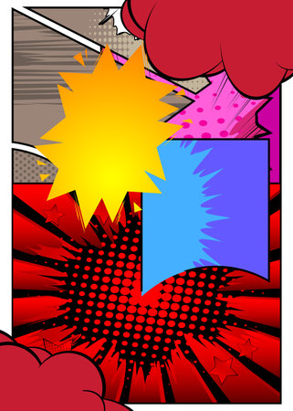 Cartoon Backgrounds, comic book backdrop. Retro vector comics pop art design.のイラスト素材