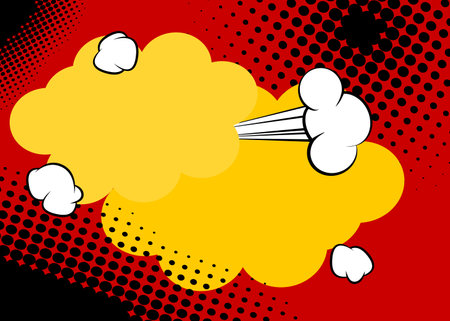 Mostly red cartoon backdrop, comic book background. Retro vector comics pop art design.のイラスト素材