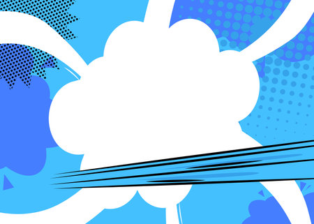 Blue Cartoon Abstract Background, comic book backdrop. Retro vector comics pop art design illustration.のイラスト素材