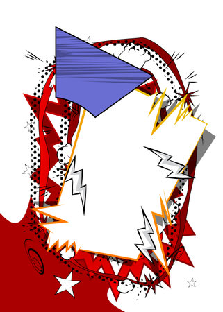 Super Cartoon Background, comic book abstract page layout backdrop. Retro vector comics pop art design illustration.のイラスト素材
