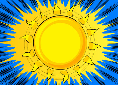 Cartoon Sun, comic book illustration. Retro vector comics pop art design.