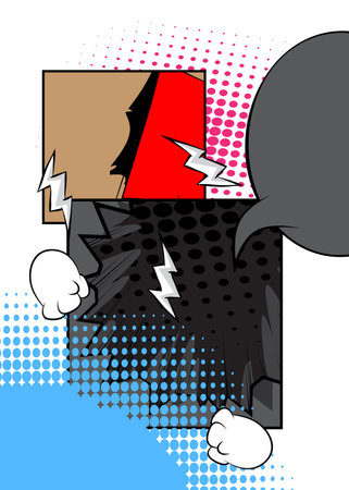 Abstract vintage cartoon backdrop, comic book background. Retro vector comics pop art design.のイラスト素材