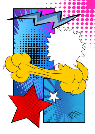 Abstract vintage cartoon backdrop, comic book background. Retro vector comics pop art design.のイラスト素材