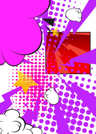 Cool vintage abstract cartoon backdrop, comic book background. Retro vector comics pop art design.のイラスト素材