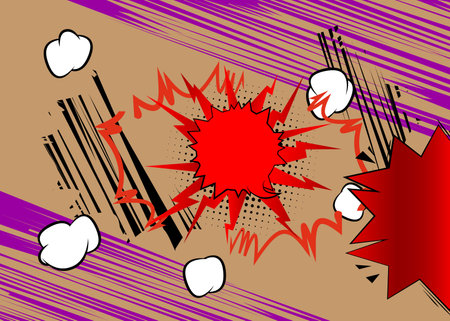 Cartoon Super Background, comic book abstract backdrop. Retro vector comics pop art illustration design.のイラスト素材