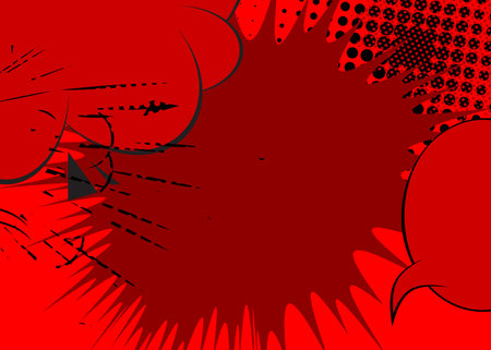 Red Cartoon Background, comic book abstract backdrop. Retro vector comics pop art illustration design.のイラスト素材
