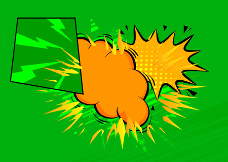 Cartoon background, comic book green and yellow backdrop. Retro vector comics pop art design.のイラスト素材
