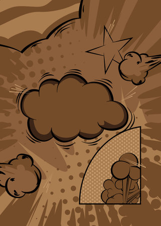 Cartoon brown background, comic book backdrop. Retro vector comics pop art design.のイラスト素材