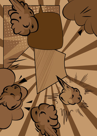 Cartoon brown background, comic book backdrop. Retro vector comics pop art design.のイラスト素材