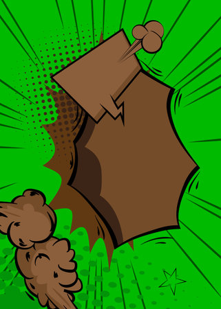Cartoon green and brown background, comic book backdrop. Retro vector comics pop art design.のイラスト素材