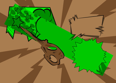 Cartoon green and brown background, comic book backdrop. Retro vector comics pop art design.のイラスト素材