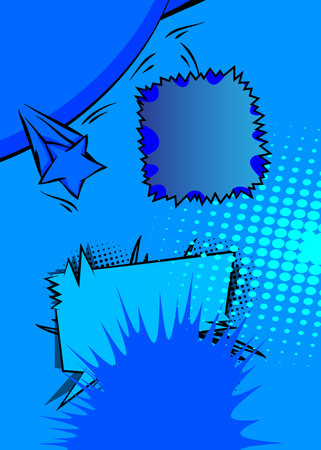Cartoon blue background, comic book backdrop. Retro vector comics pop art design.のイラスト素材