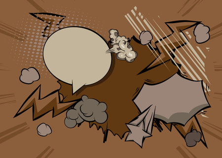 Cartoon gray and brown background, comic book backdrop. Retro vector comics pop art design.のイラスト素材
