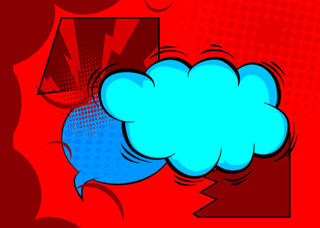 Cartoon blue and red background, comic book backdrop. Retro vector comics pop art design.のイラスト素材