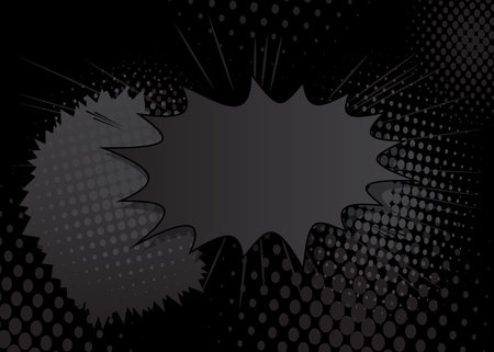 Cartoon black background, comic book dark backdrop. Retro vector comics pop art design.のイラスト素材