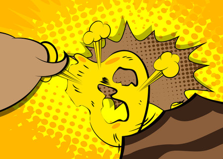 Cartoon brown and yellow background, comic book backdrop. Retro vector comics pop art design.のイラスト素材