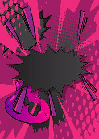 Cartoon black and purple backgroud, classic comic book backdrop. Retro vector comics pop art design.のイラスト素材