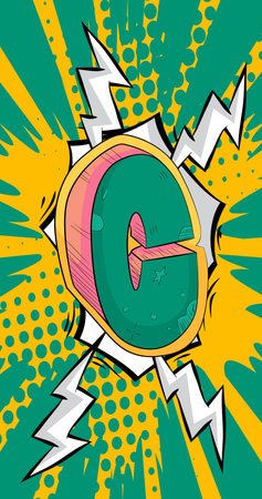 Cartoon Letter C, comic book Alphabet. Retro vector comics pop art design.のイラスト素材