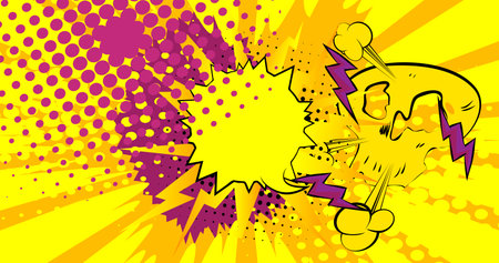 Cartoon purple yellow background, comic book backdrop. Retro vector comics pop art design.