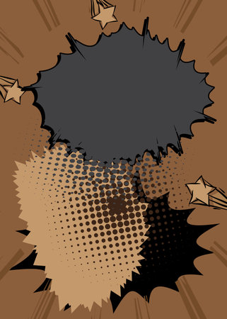 Cartoon brown and black background, comic book backdrop. Retro vector comics pop art design.のイラスト素材