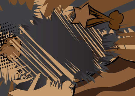 Cartoon brown and black background, comic book backdrop. Retro vector comics pop art design.のイラスト素材
